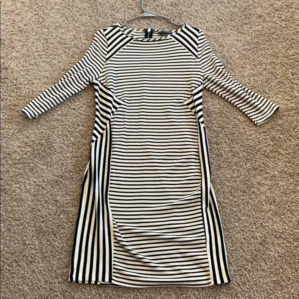 Black and white striped maternity dress size large